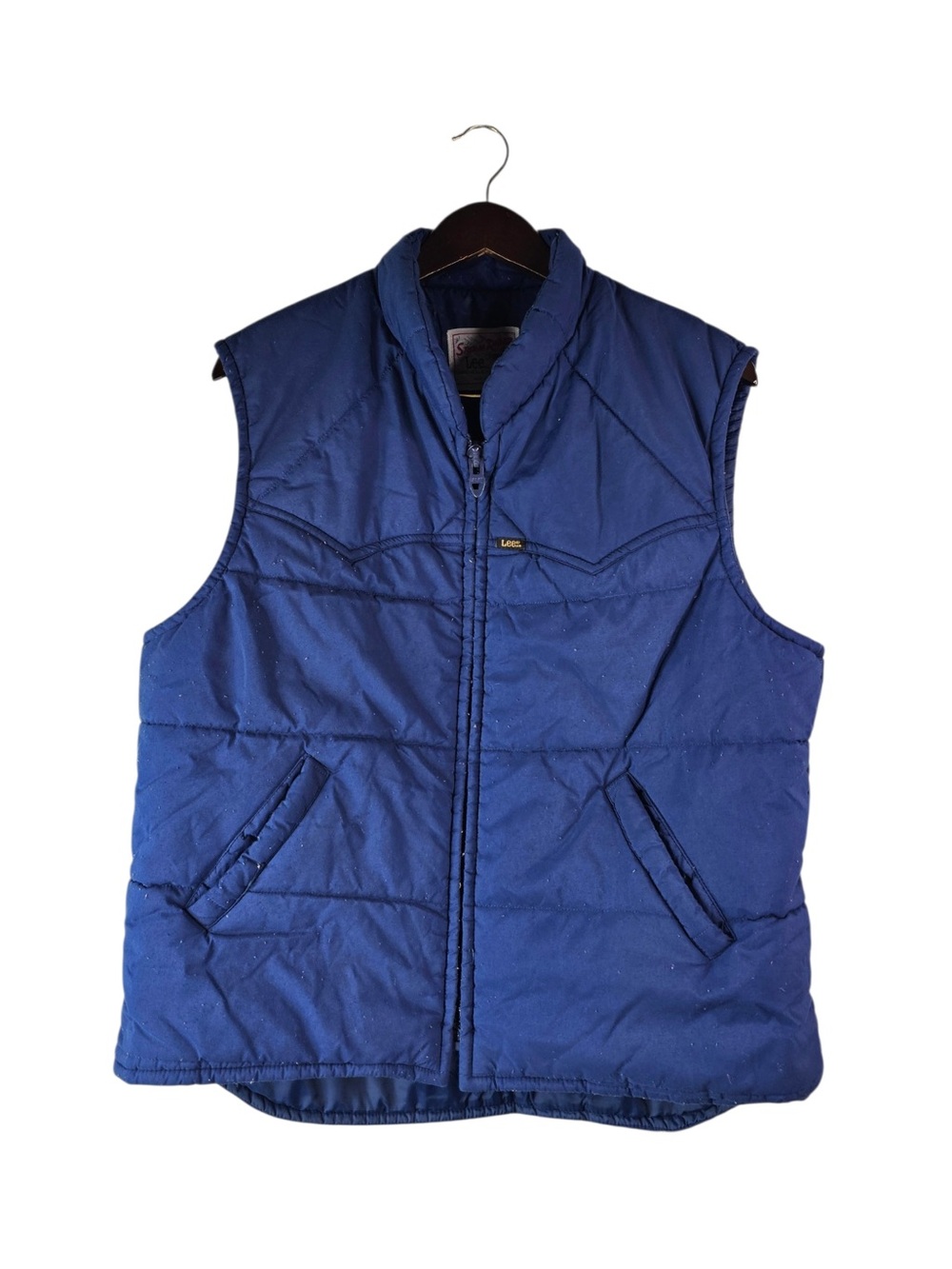 Vintage 80s Lee Storm Rider Puffer Vest Large Blue Talon Zipper Made In USA